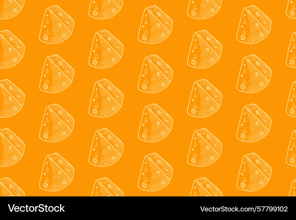 Cheese slice seamless pattern in engraving style Cheese slice seamless pattern in engraving style vector image
