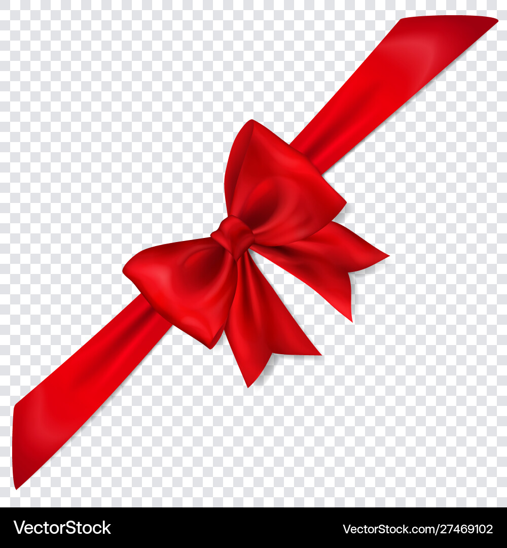 Red bow with diagonally ribbon Royalty Free Vector Image