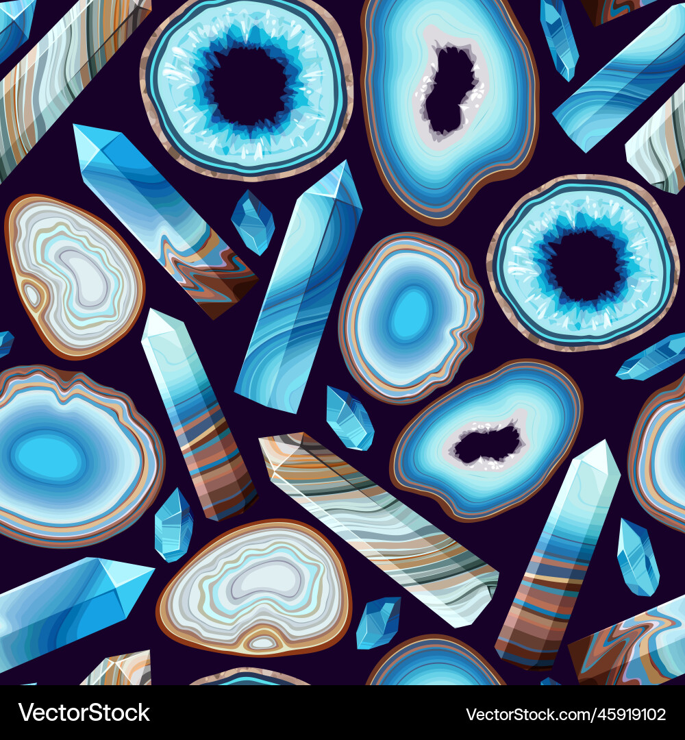 Seamless pattern with crystals and geodes vector image