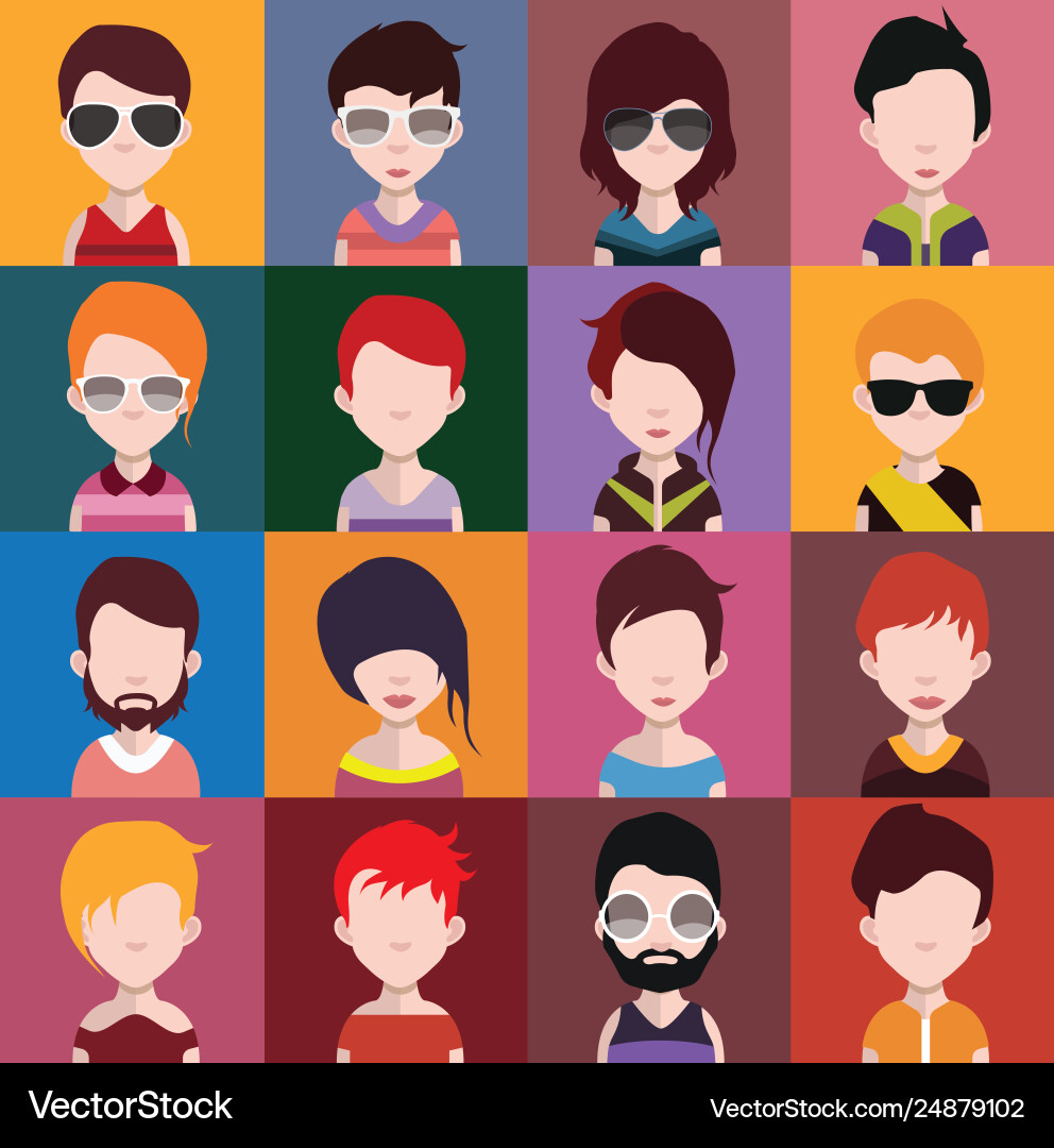 Set colorful avatars characters Vector Image