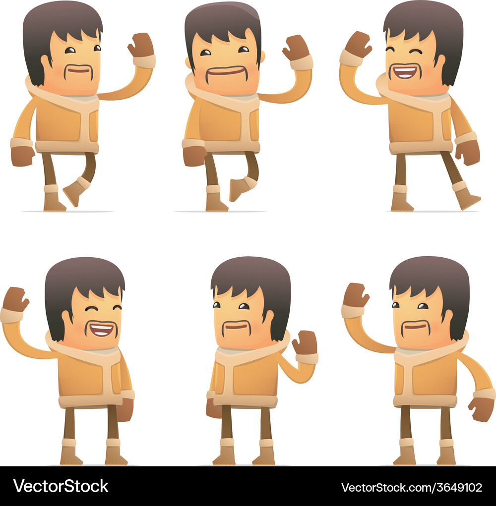 Set of eskimo character in different poses Vector Image