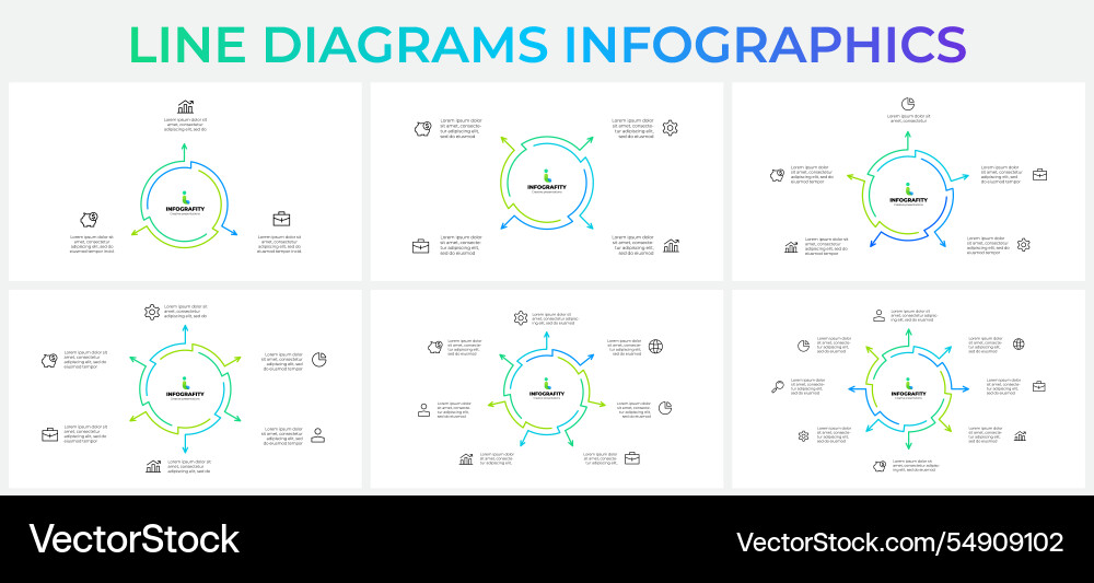 Set of infographic outline cycle diagrams with 3 Set of infographic outline cycle diagrams with 3 vector image