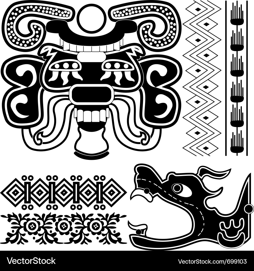 Ancient Mesoamerican Patterns Vector Image
