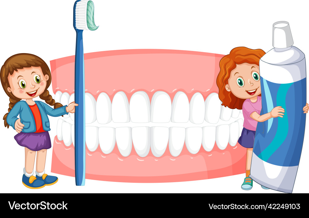 Children holding toothpaste and toothbrush Vector Image