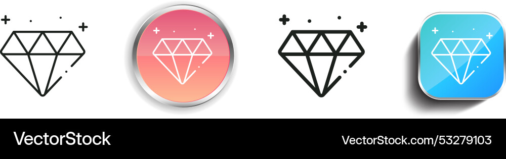 Diamond icon thin linear regular and button style Vector Image