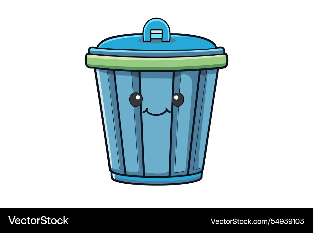 Friendly trash can character design with a happy Vector Image