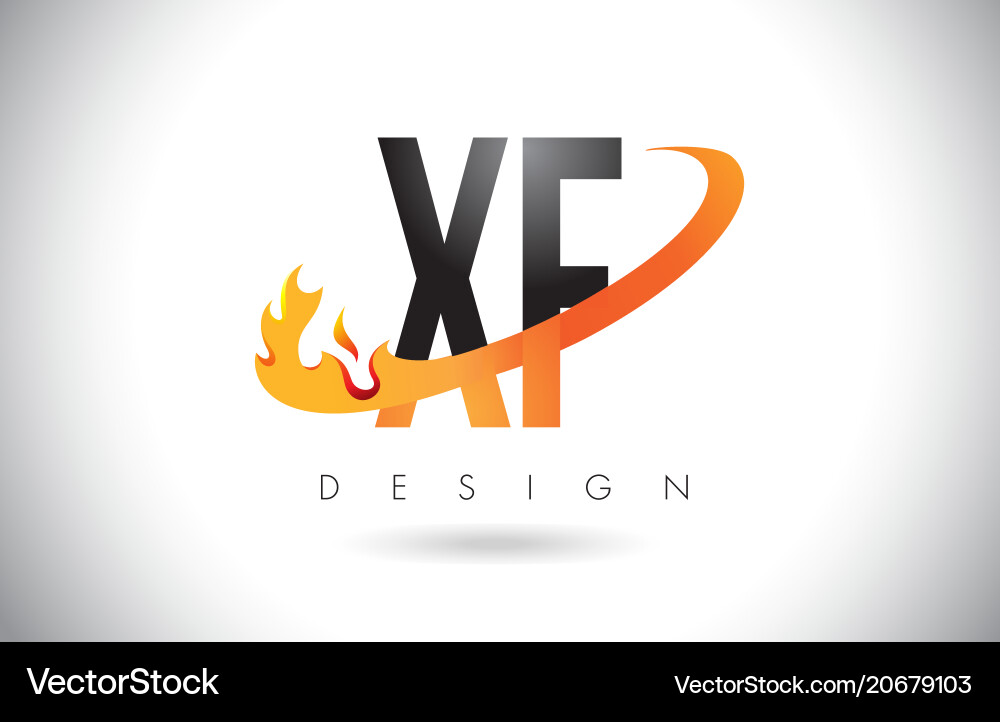 Letter XF Logo with Fire Flames Vector Image