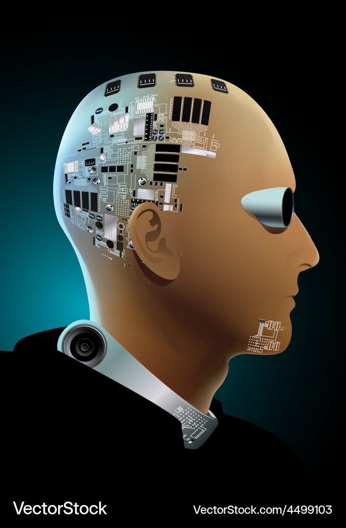 Man in black with hi tech implants vector image