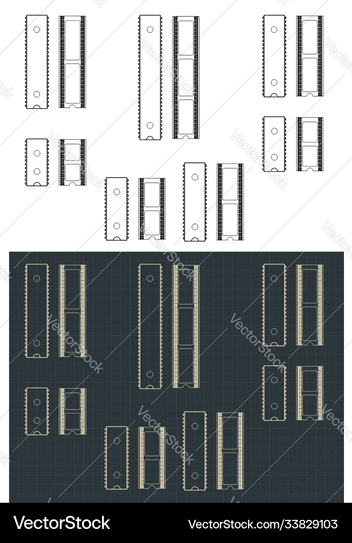 Microcontrollers drawings vector image