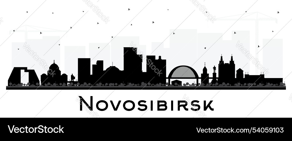 Novosibirsk Russland Stadt Skyline Silhouette Novosibirsk Russland Stadt Skyline Silhouette vektorbild