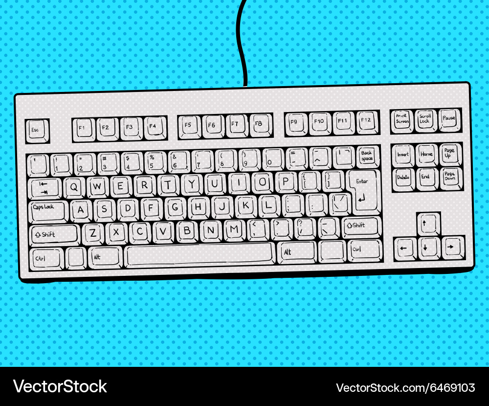Retro Computer Keyboard Pop Art vector image
