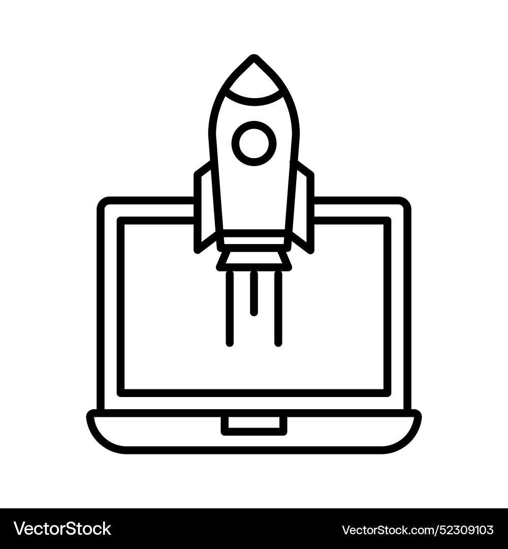 Rocket spaceship startup icon linear logo mark Vector Image