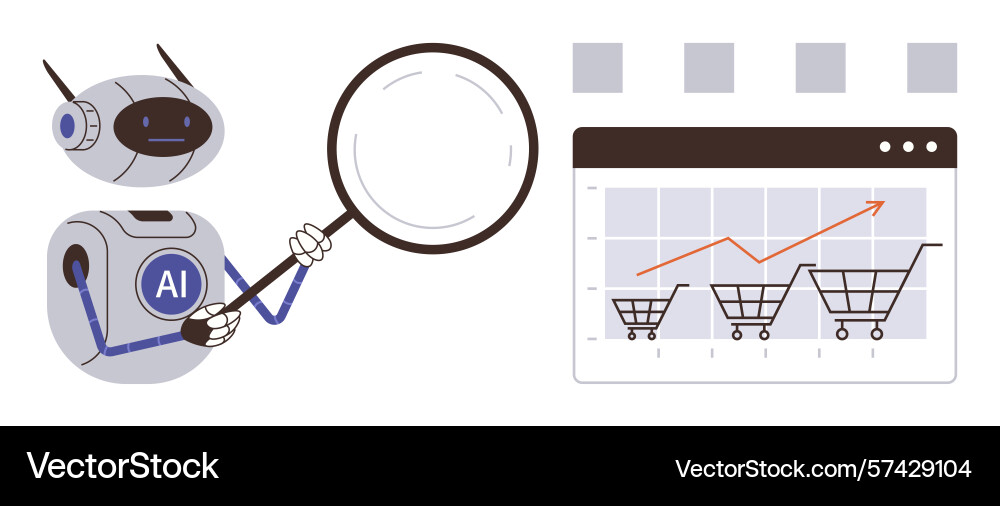 Ai robot analyzing e-commerce growth data Ai robot analyzing e-commerce growth data vector image