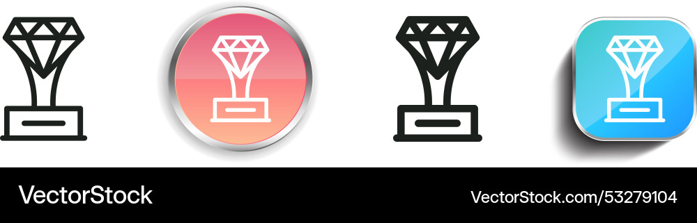 Diamond award icon thin linear regular and button Vector Image
