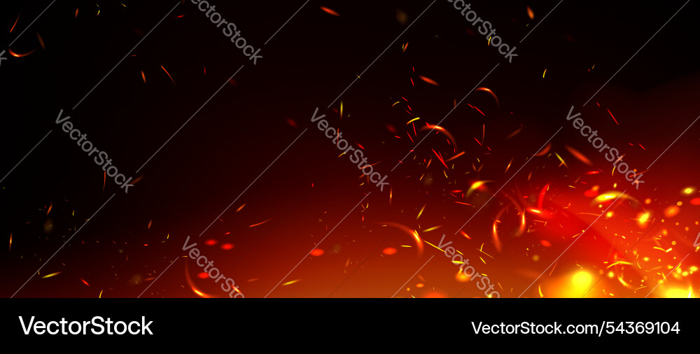 Fire sparks flying on black background Fire sparks flying on black background vector image