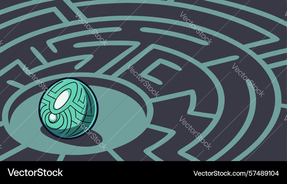Labyrinth with central orb abstract challenge vector image