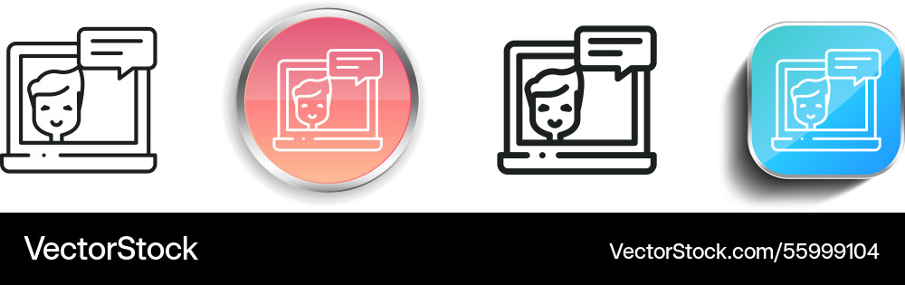 Laptop icon thin linear regular and button style Laptop icon thin linear regular and button style vector image