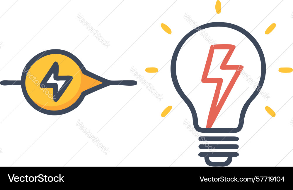 Lightbulb idea icon with power bolt vector image