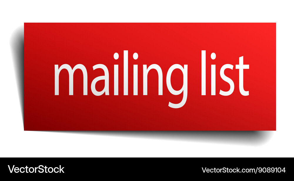 Mailing list red square isolated paper sign Vector Image