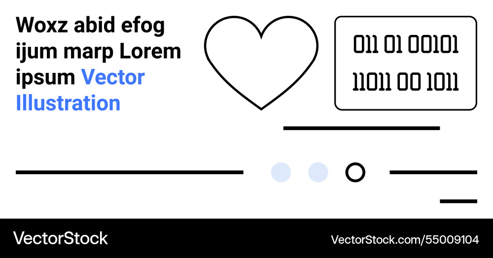 Minimalist with heart binary code Minimalist with heart binary code vector image