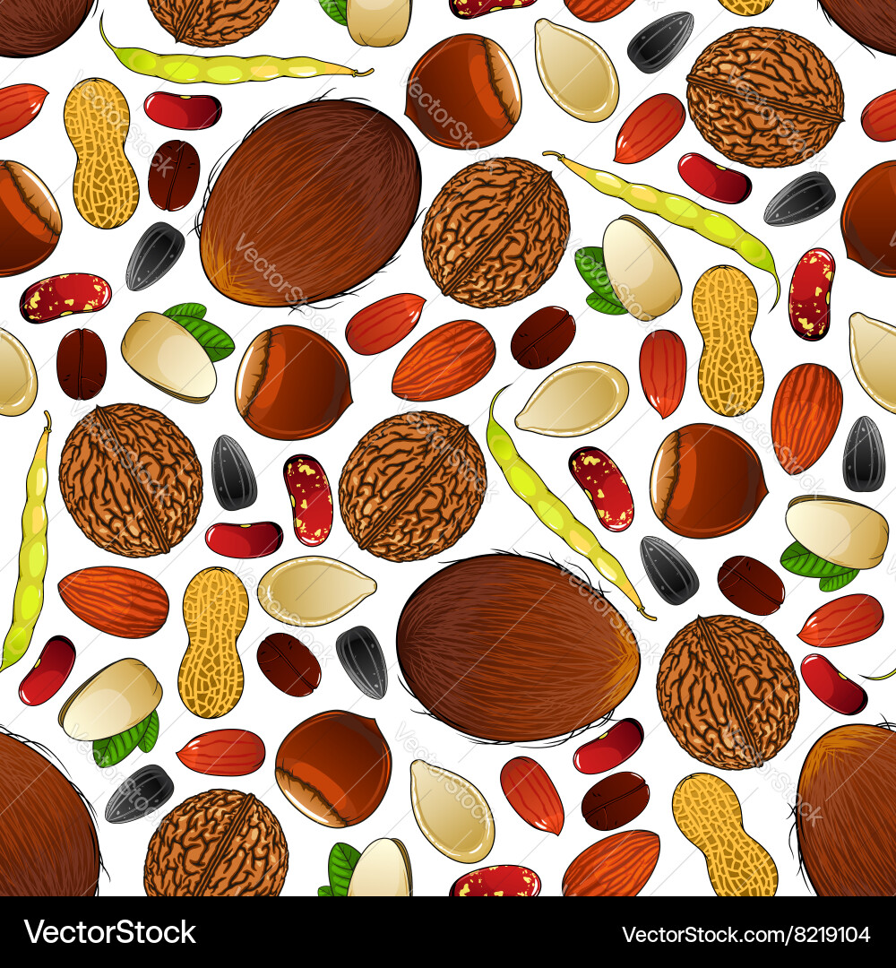 Nut and Seed Collection Pattern vector image