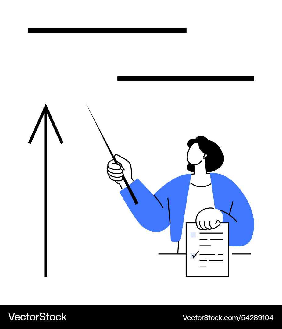 Person in blue jacket presenting data with pointer Vector Image