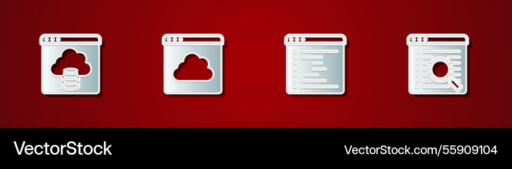 Set cloud technology data transfer browser window vector image