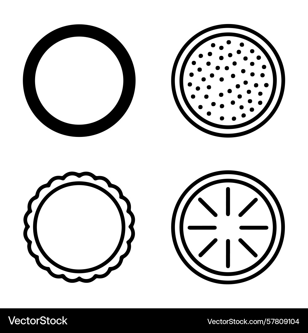Simple line art of empty and decorated pie crusts Simple line art of empty and decorated pie crusts Vector Image