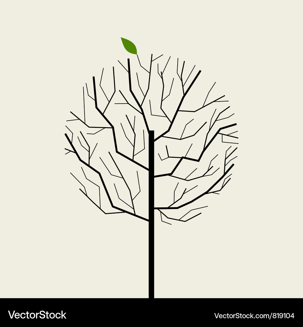 Simple Tree with Green Leaf Vector Image