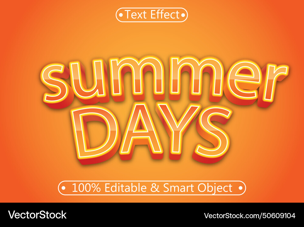 Summer days editable text effect 3 dimension vector image