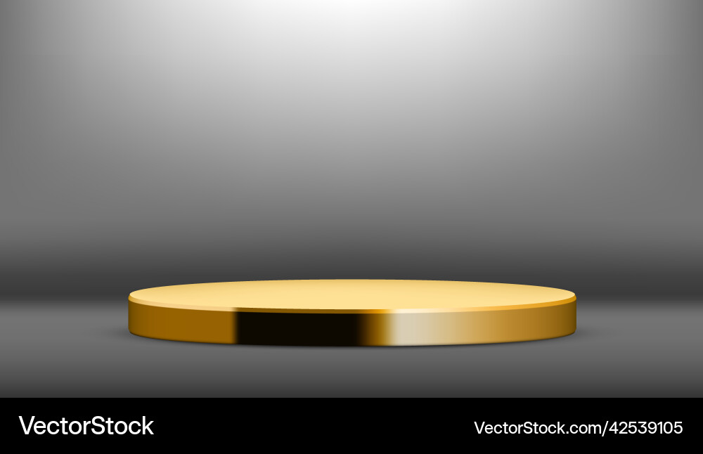 3d glossy golden round podium in the dark vector image