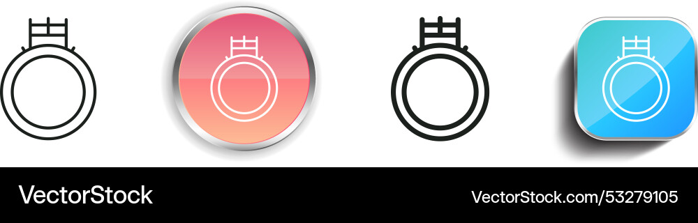 Diamond ring icon thin linear regular and button Vector Image