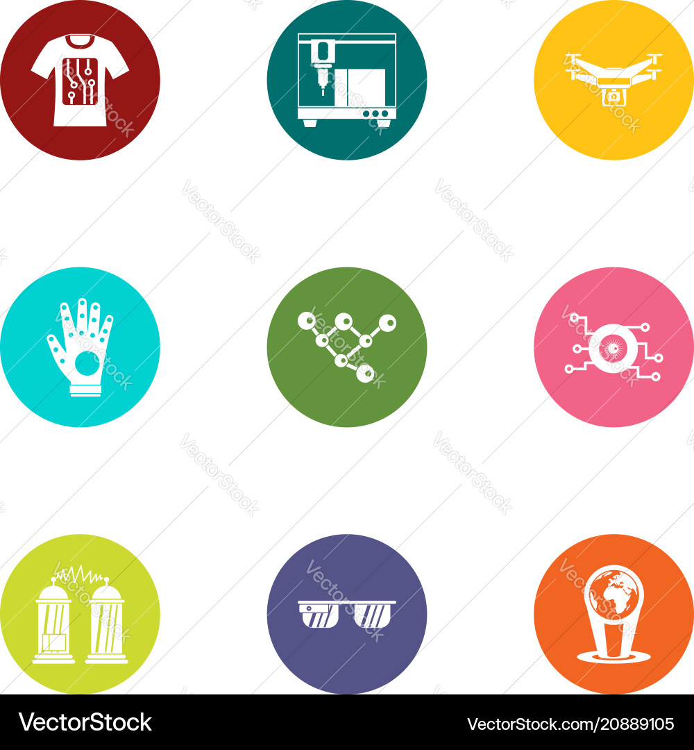 Discrete icons set flat style Discrete icons set flat style Vector Image