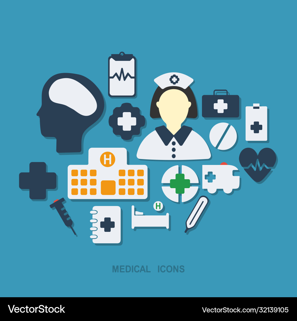 Flat concept set modern design with shadow Flat concept set modern design with shadow Vector Image