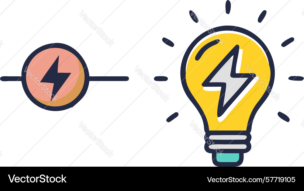 Lightbulb idea icon connected to power bolt vector image