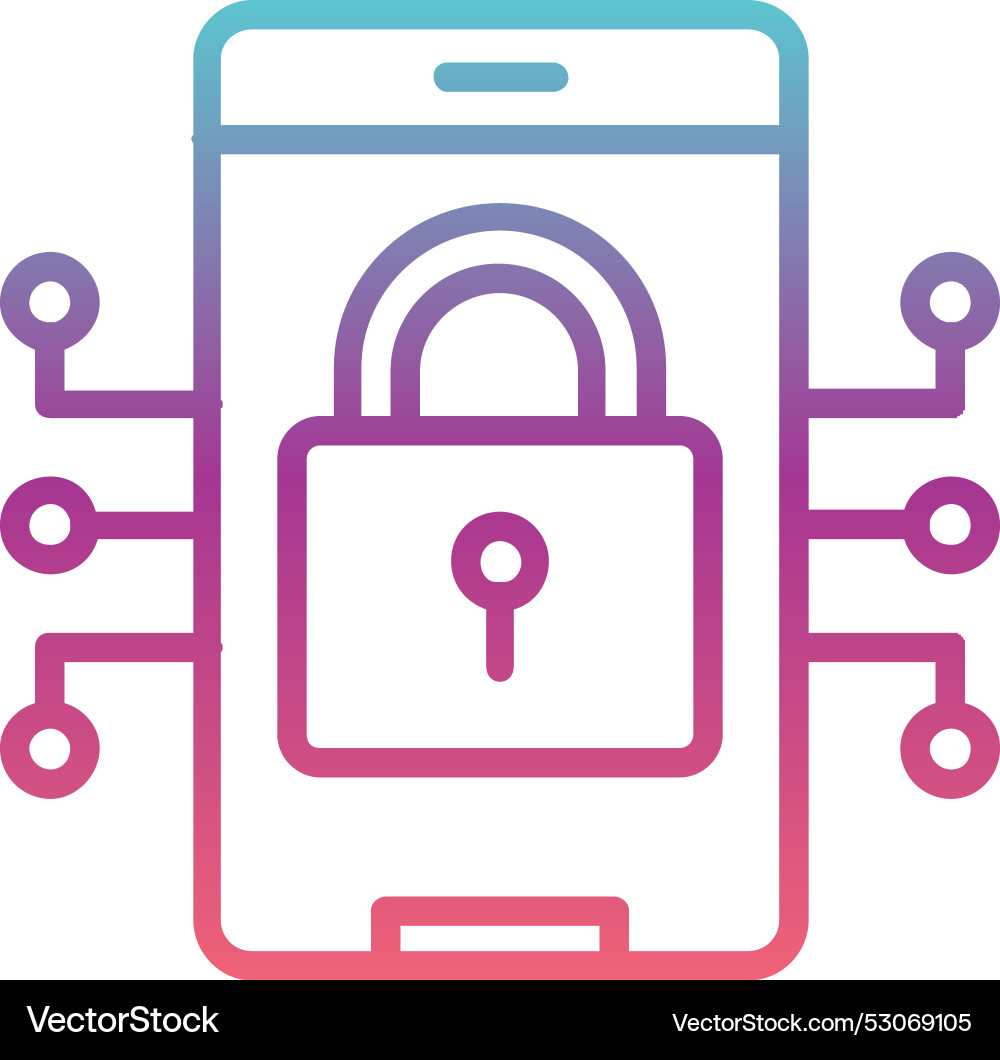 Mobile security line gradient design Vector Image