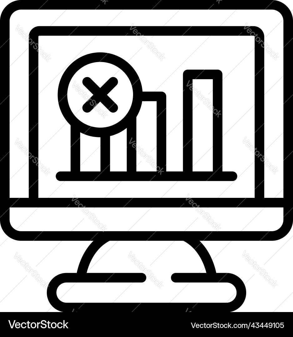 Monitor graph icon outline plug page Vector Image