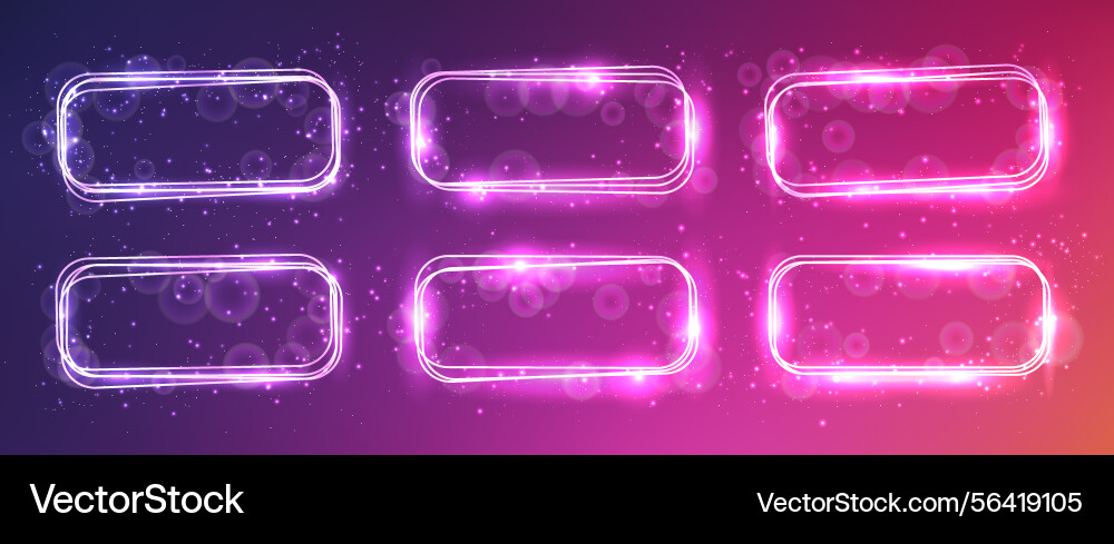 Neon rectangular frame with shining effects Neon rectangular frame with shining effects vector image