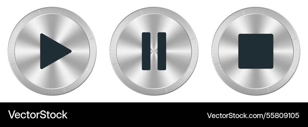 Play pause and stop buttons set of media player Play pause and stop buttons set of media player vector image