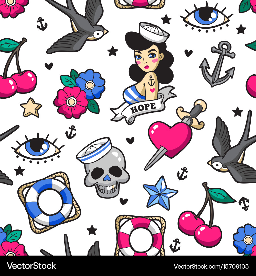 Retro Rockabilly Seamless Pattern Vector Image