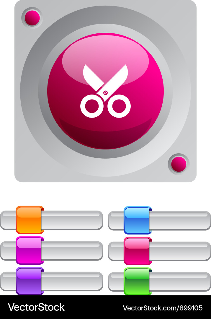 Round Color Scissors Button Vector Image