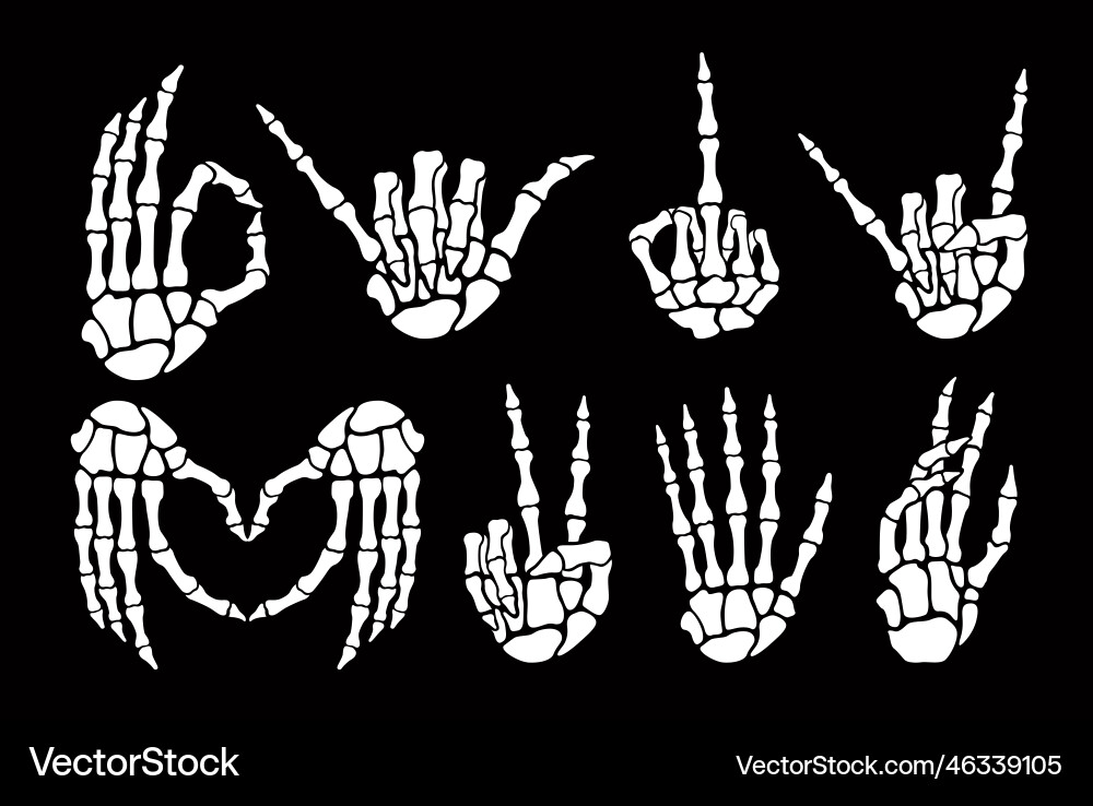 Skeleton Knochen Hand verschiedene Geste monochrom Skeleton Knochen Hand verschiedene Geste monochrom vektorbild