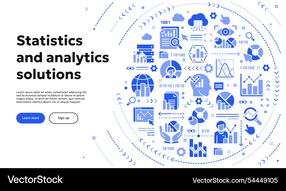 Solid banner of statistics and data analytics Solid banner of statistics and data analytics Vector Image