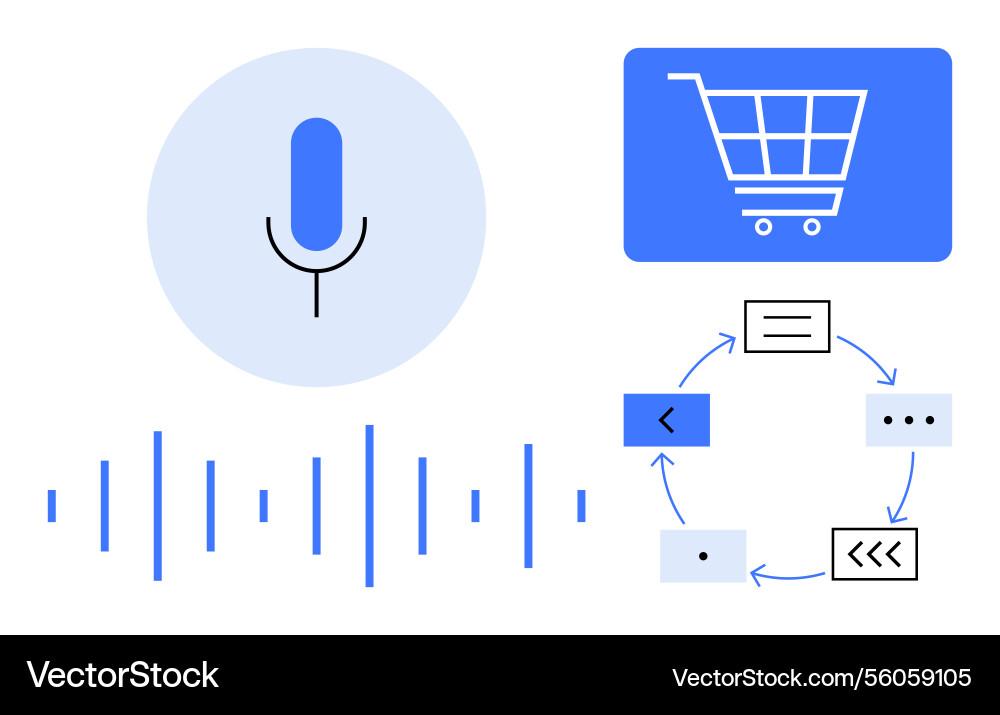 Voice command integration for seamless online Voice command integration for seamless online vector image