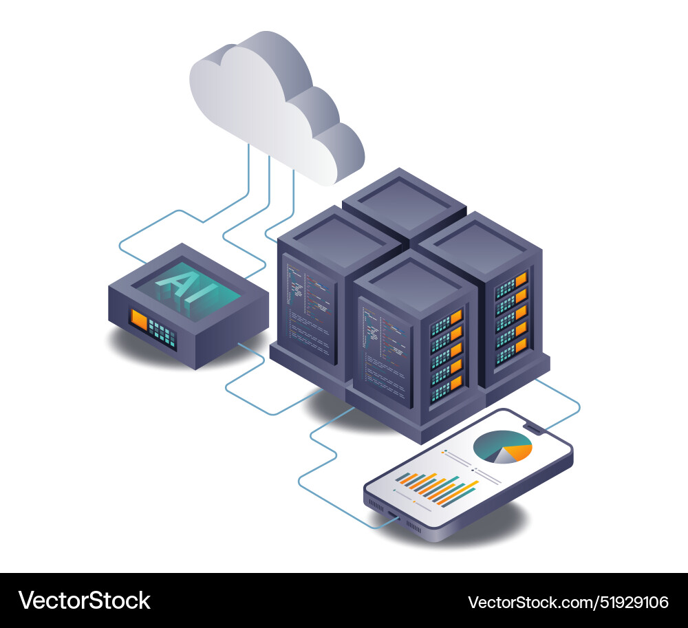 Artificial intelligence data analysis in cloud Vector Image