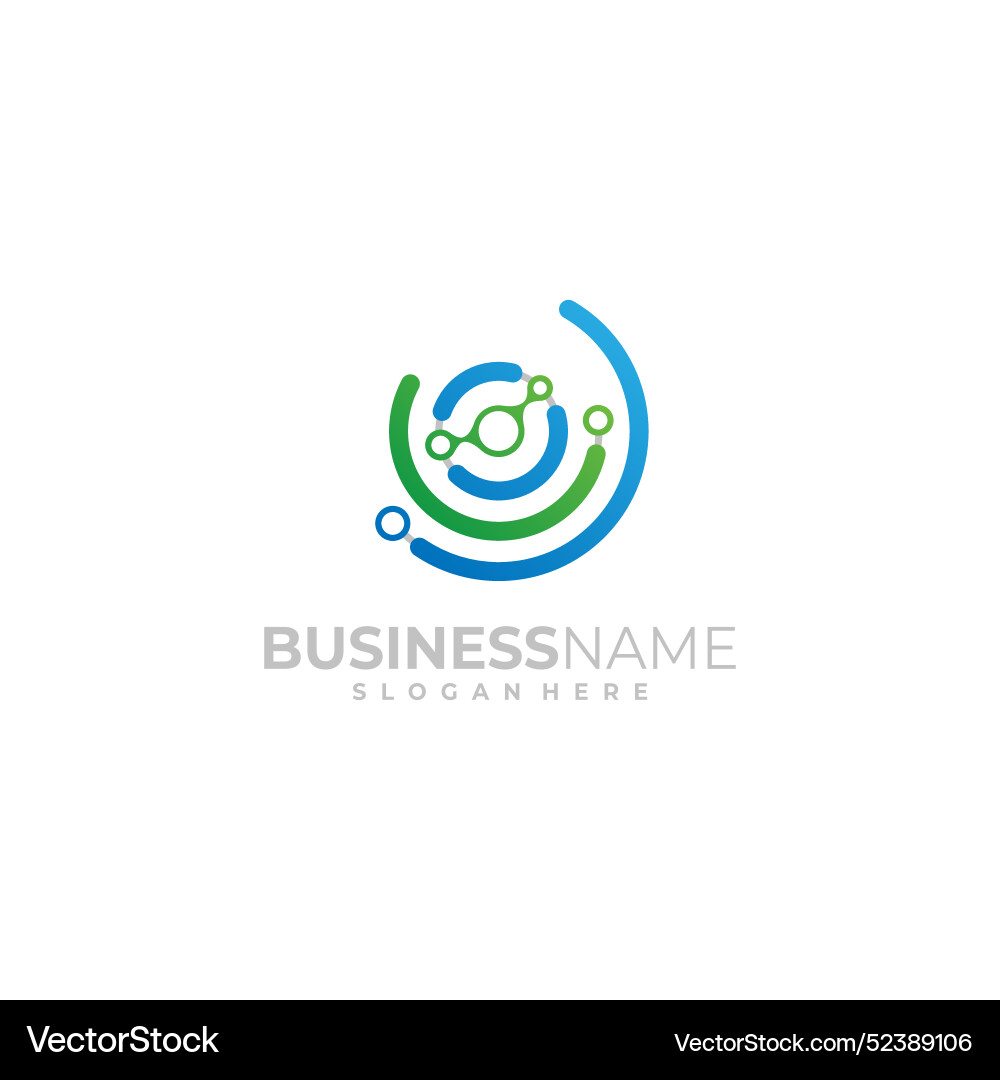 Circuit circle tech logo line connection concept Vector Image