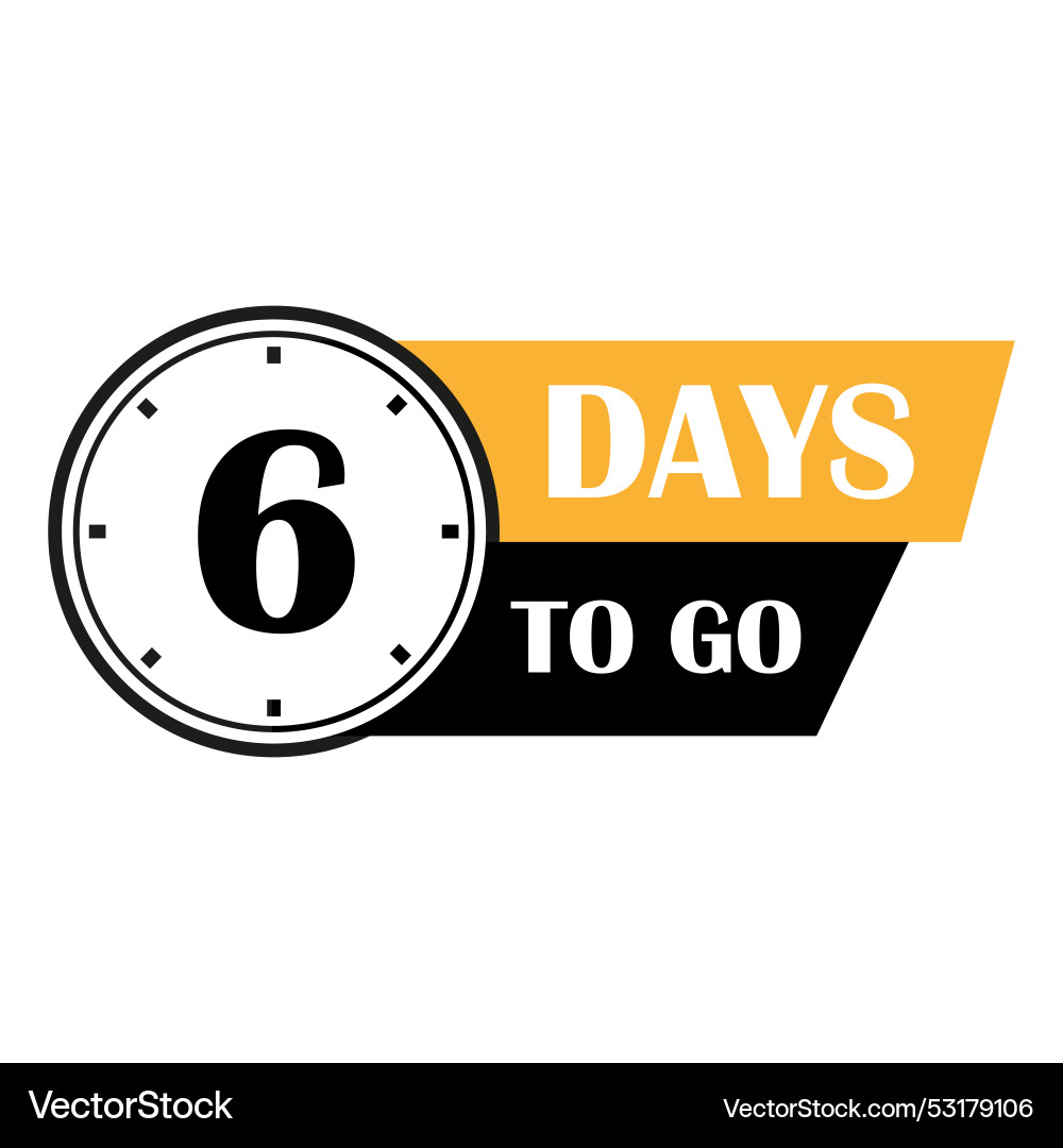 Countdown timer icon number six highlighted 6 vector image