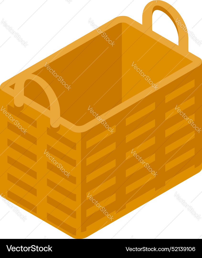 Empty rectangular wicker basket standing up Empty rectangular wicker basket standing up vector image