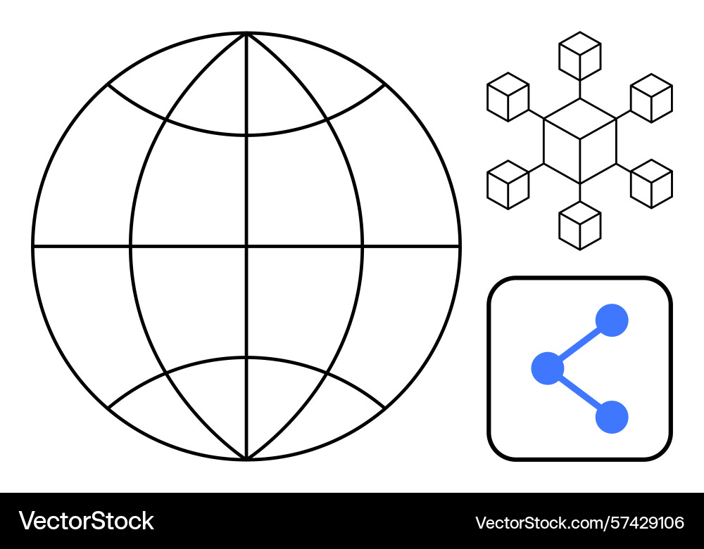 Global network concept with sphere cubes vector image