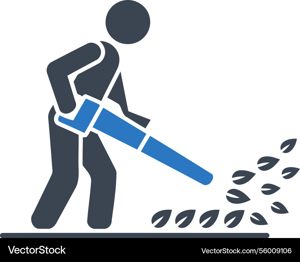 Leaf blower worker action icon Royalty Free Vector Image